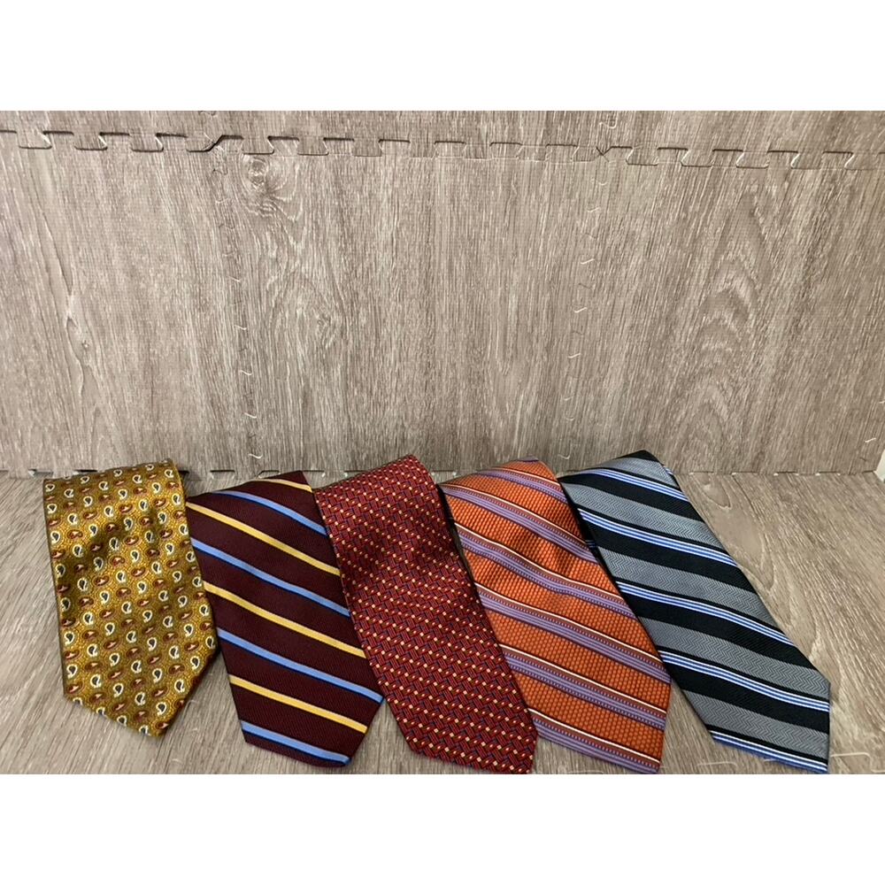 Set of 5 Jos A Bank Vintage Silk Necktie Collection Striped Multicolor